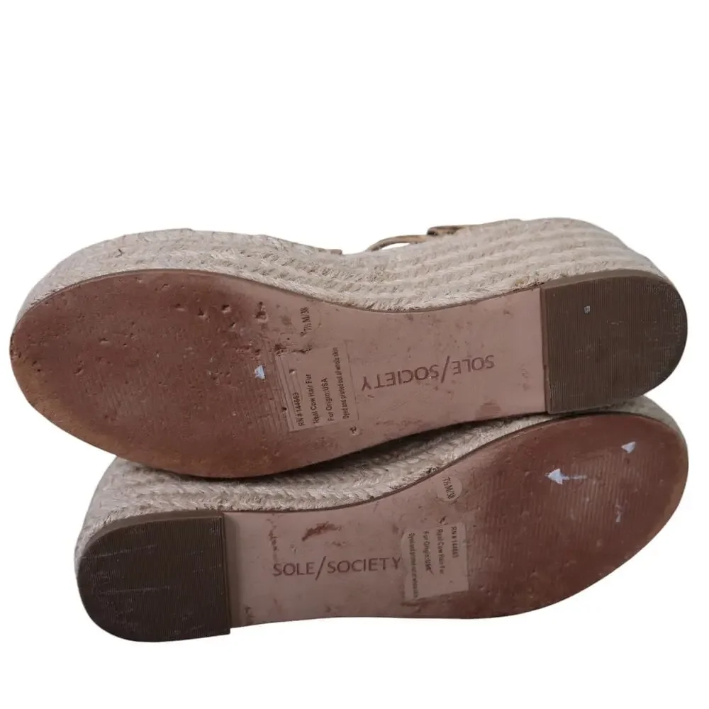 Sole Society Womens Audrina Platform Espadrille Sandals Size 7.5 Leopard Print‎